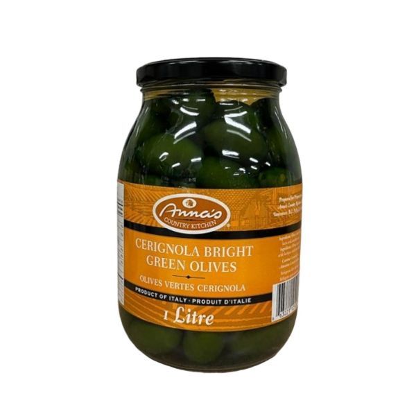 Anna'a Country Kitchen Cerignola Bright Green Olives 1L